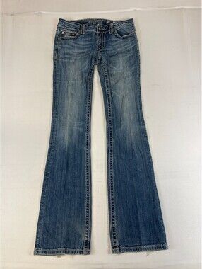 Miss Me Women Size 31 Bootcut Blue Jeans JP5342B Rhinestone Cross Pockets DK 400